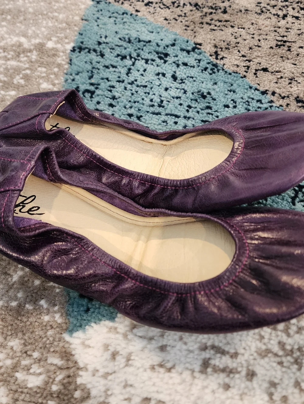 The Storehouse Flats Leather Ballet Vintage Purple Oiled Tanned Foldable Women 8